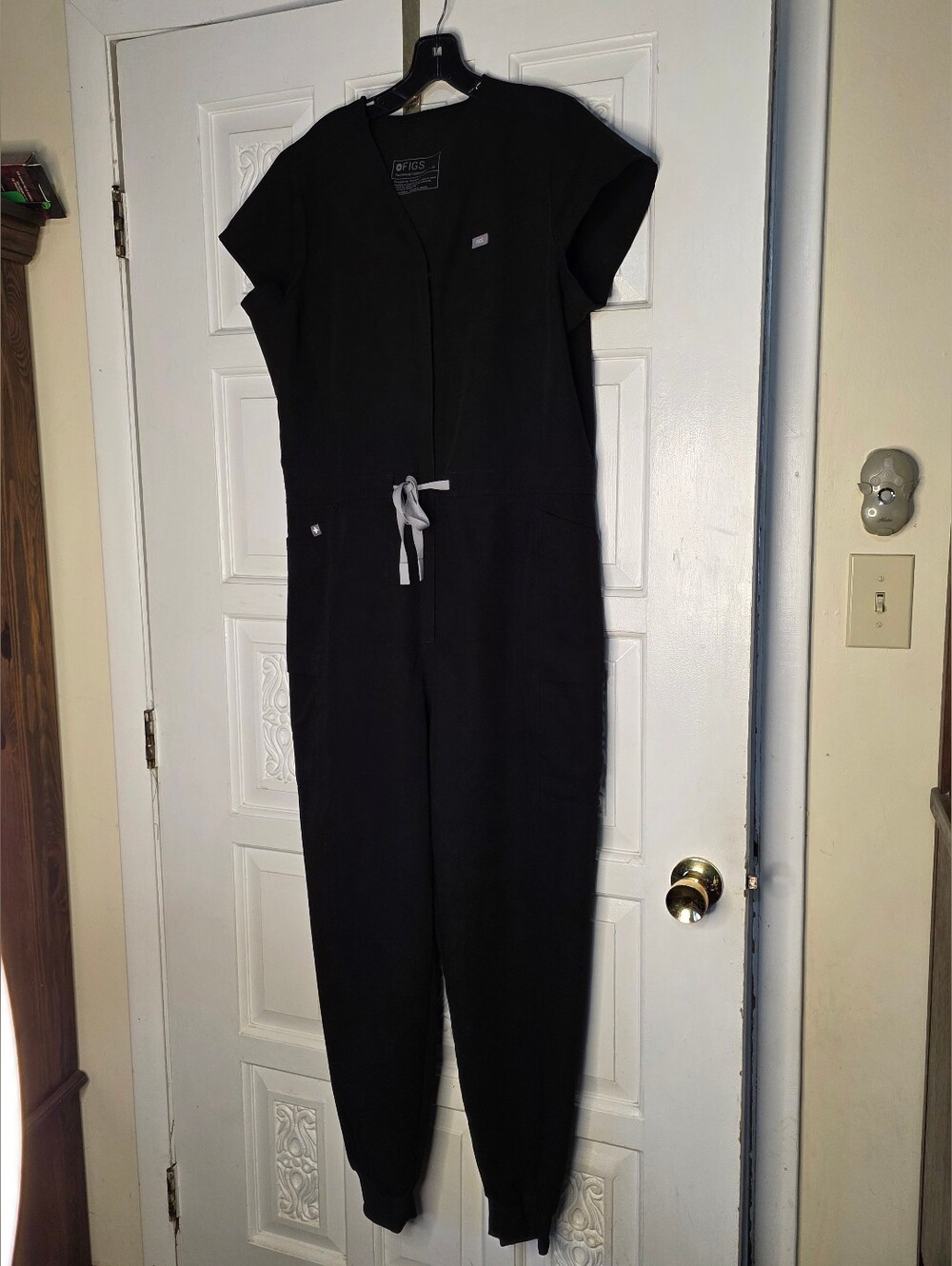 Figs Technical Collection Black Medical Scrub Jumpsuit with Drawstring Size XL